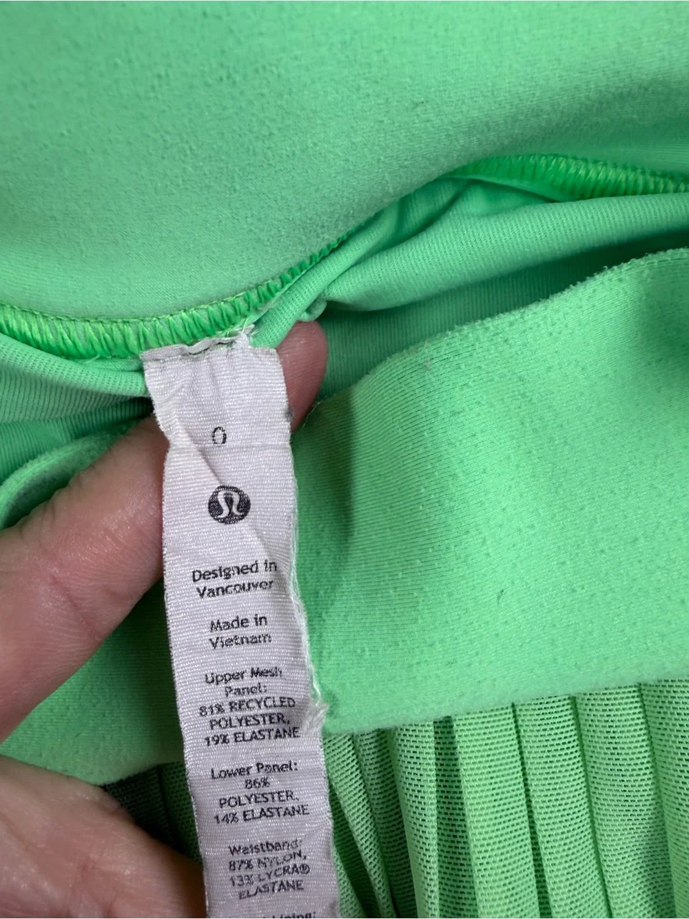 lululemon athletica Bright Green Pleated Skater Skirt